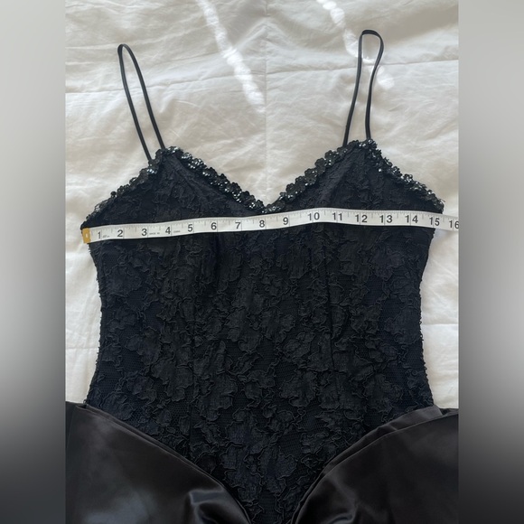 Vintage Masquerade Black Lace Satin Mini Dress Bow Detail 80s Cocktail Party | 9 - Picture 9 of 13